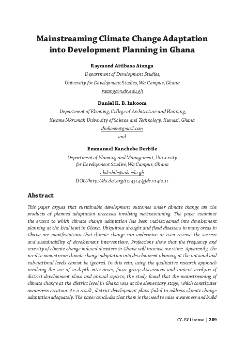 (PDF) Mainstreaming Climate Change Adaptation Into Development Planning ...