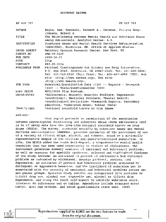 (PDF) The Relationship between Mental Health and Substance Abuse among ...
