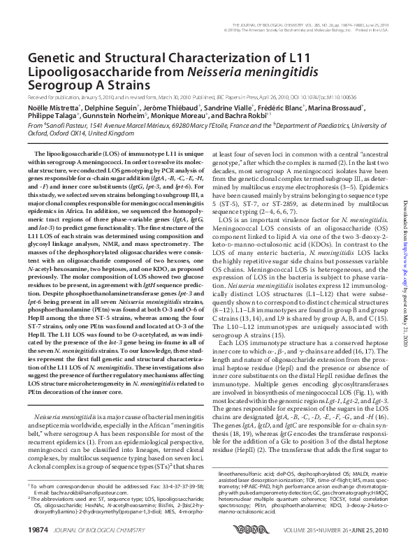 (PDF) Genetic and structural characterization of L11 (LOS) from N ...