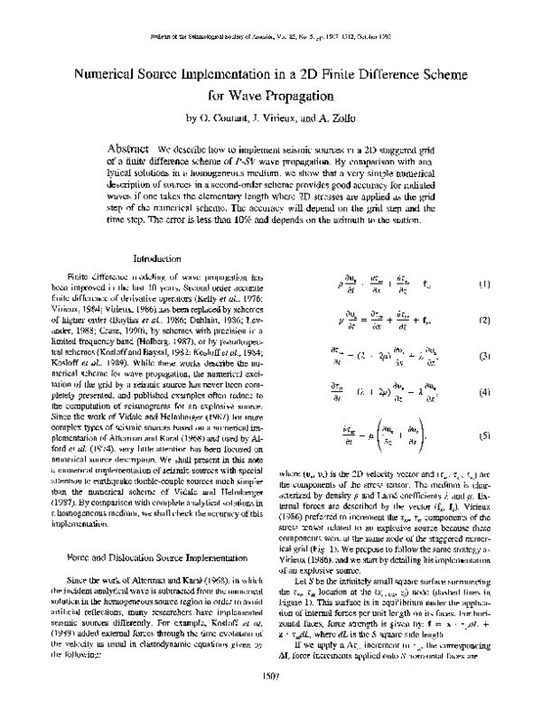 (PDF) Numerical source implementation in a 2D finite difference scheme ...