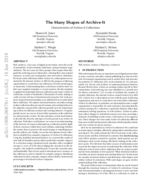 The Many Shapes of Archive-It