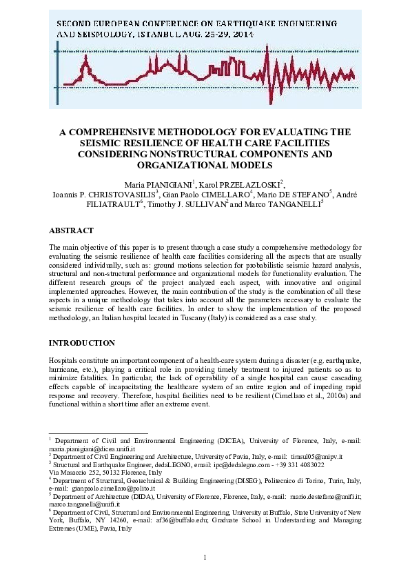(PDF) A comprehensive methodology for evaluating the seismic resilience ...