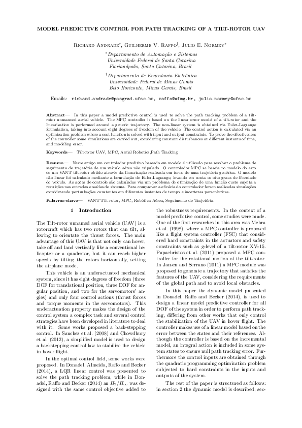 (PDF) Model Predictive Control for Path Tracking of a Tiltrotor Uav