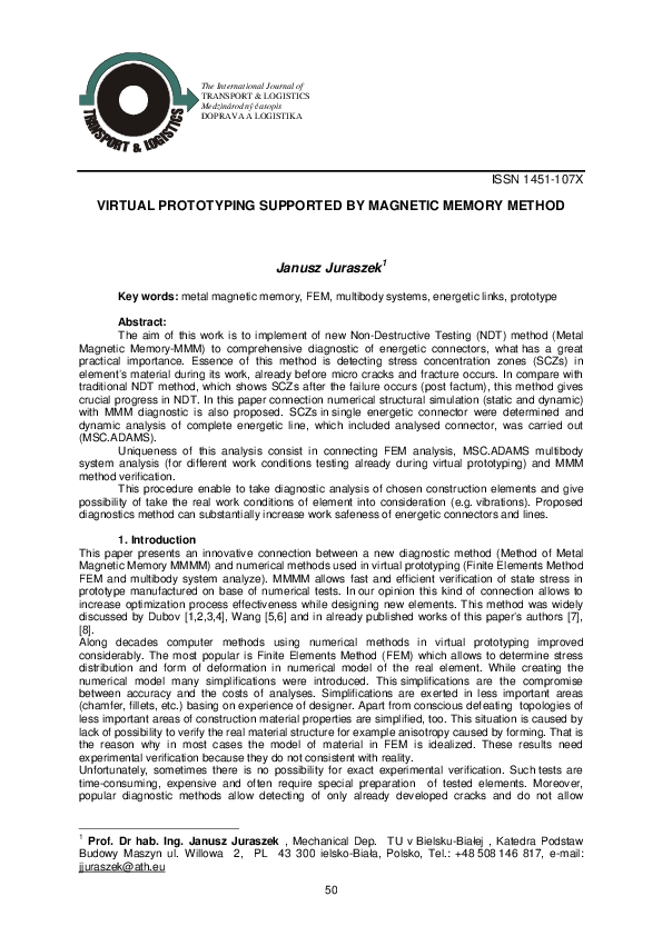 (PDF) Virtual Prototyping Supported by Magnetic Memory Method