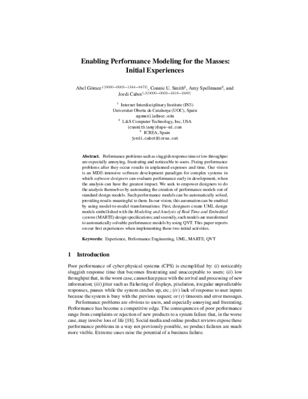 (PDF) Enabling Performance Modeling for the Masses: Initial Experiences