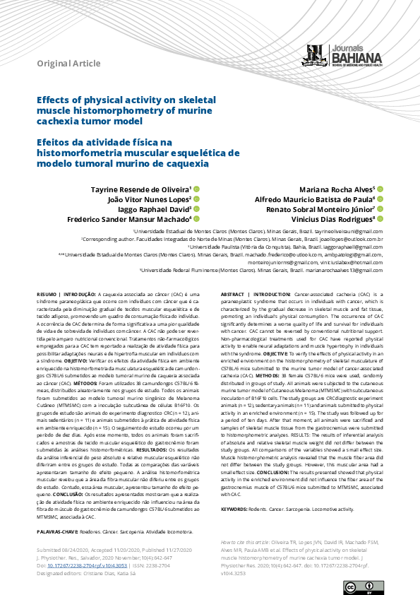 (PDF) Effects of physical activity on skeletal muscle histomorphometry ...