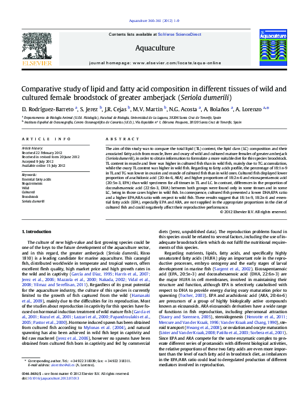 (PDF) Comparative study of lipid and fatty acid composition in ...
