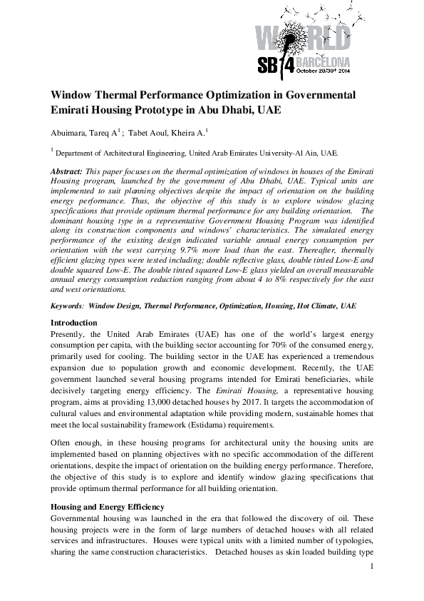 (PDF) Window Thermal Performance Optimization in Governmental Emirati ...