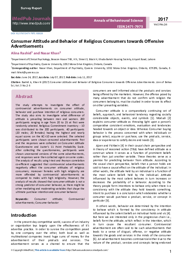 (PDF) Consumer Attitude and Behavior of Religious Consumers towards ...