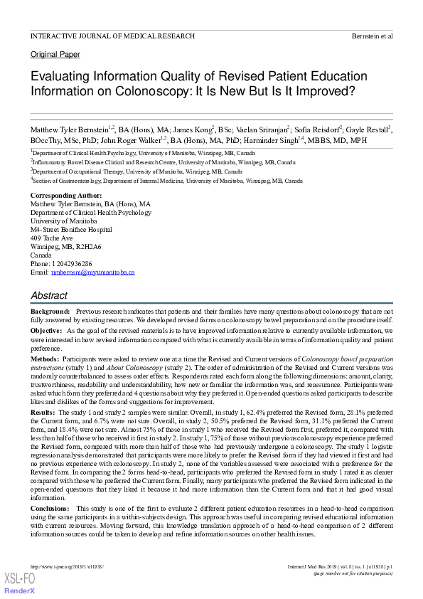(PDF) Evaluating Information Quality of Revised Patient Education ...