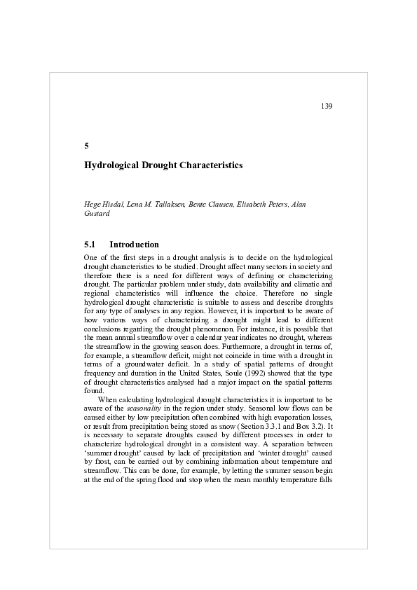 (PDF) Hydrological drought characteristics