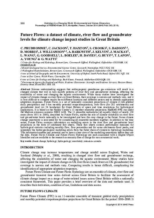 (PDF) Future Flows: a dataset of climate, river flow and groundwater ...