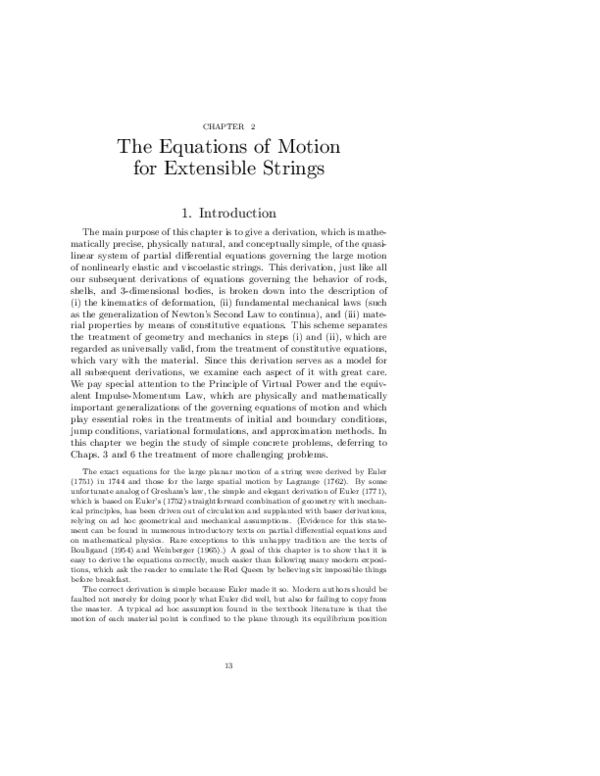 (PDF) The Equations of Motion for Extensible Strings