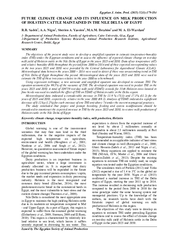 (PDF) Future Climate Change and Its Influence on Milk Production of ...