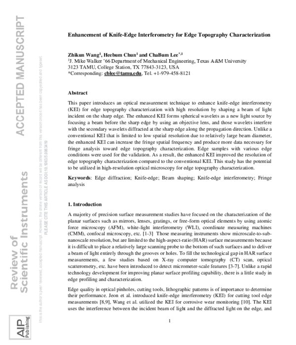 (PDF) Enhancement of knife-edge interferometry for edge topography ...