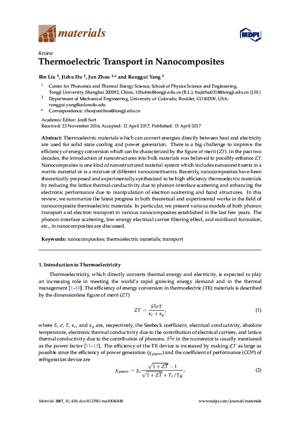 (PDF) Thermoelectric Transport in Nanocomposites