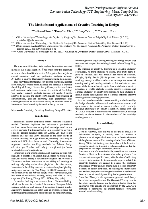 (PDF) The Methods and Applications of Creative Teaching in Design