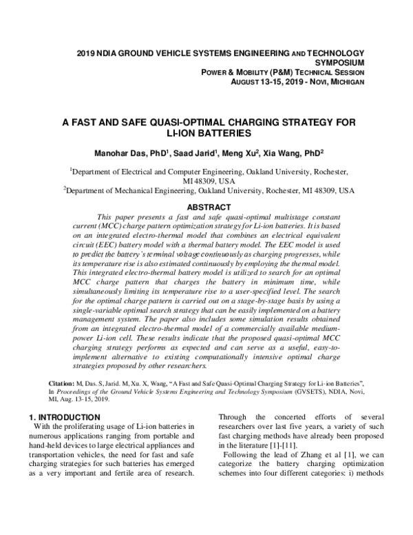 (PDF) A Fast and Safe Quasi-Optimal Charging Strategy for LI-Ion Batteries