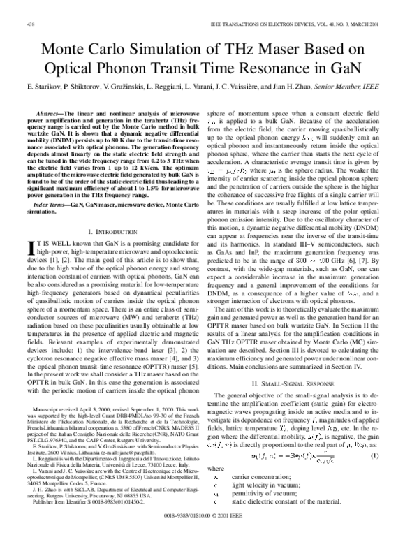 (PDF) Monte Carlo simulation of THz maser based on optical phonon ...