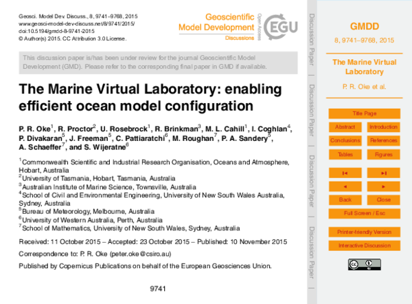 (PDF) The Marine Virtual Laboratory: enabling efficient ocean model ...