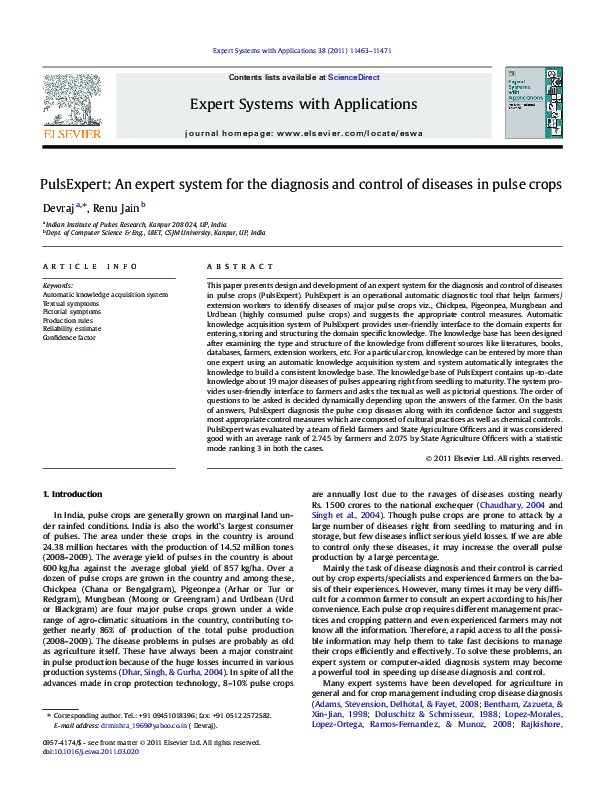 (PDF) PulsExpert: An expert system for the diagnosis and control of ...