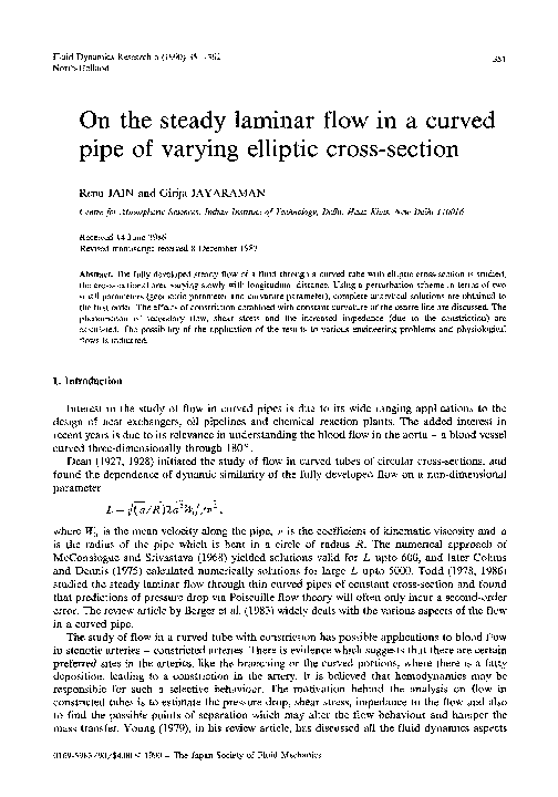 (PDF) On the steady laminar flow in a curved pipe of varying elliptic ...