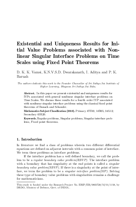 (PDF) Existential and Uniqueness Results for Initial Value Problems ...