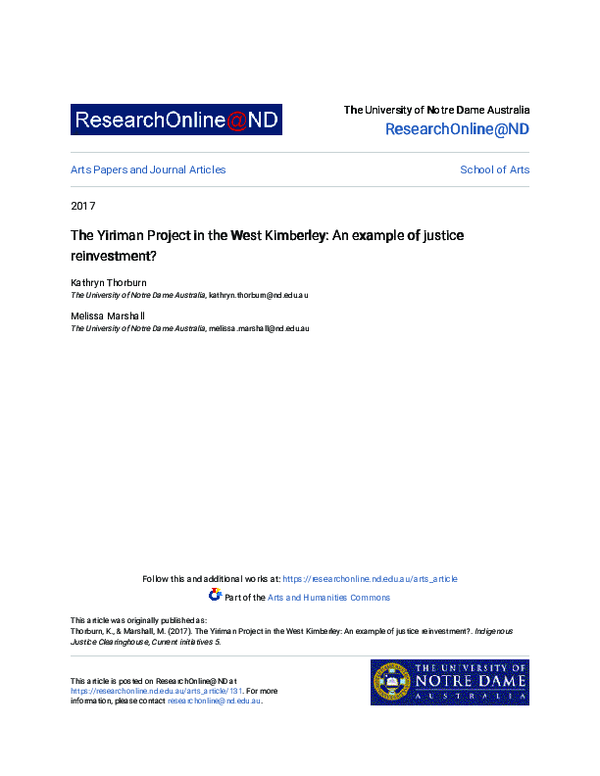 (PDF) The Yiriman Project in the West Kimberley: An example of justice ...