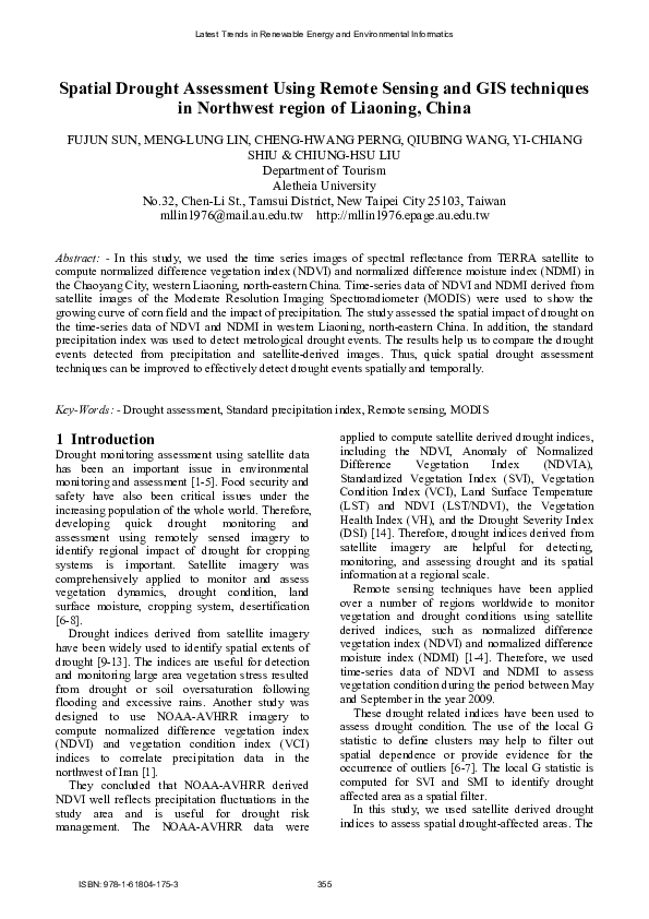 (PDF) Spatial Drought Assessment Using Remote Sensing and GIS ...