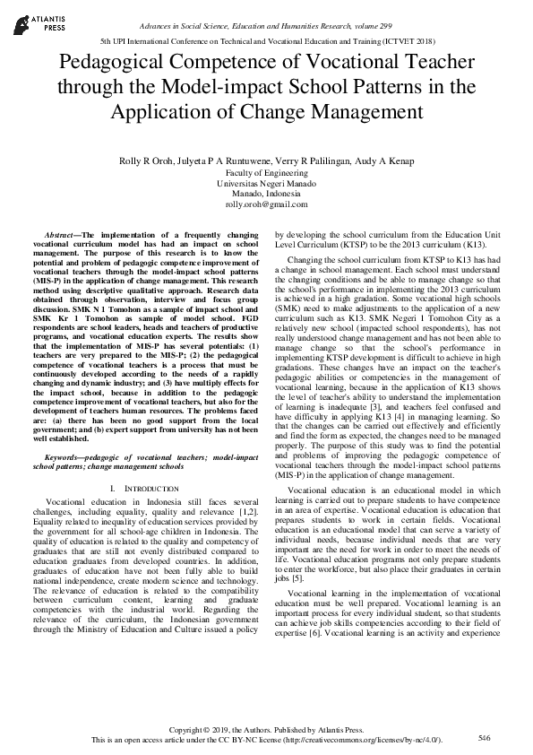 (PDF) Pedagogical Competence of Vocational Teacher through the Model ...