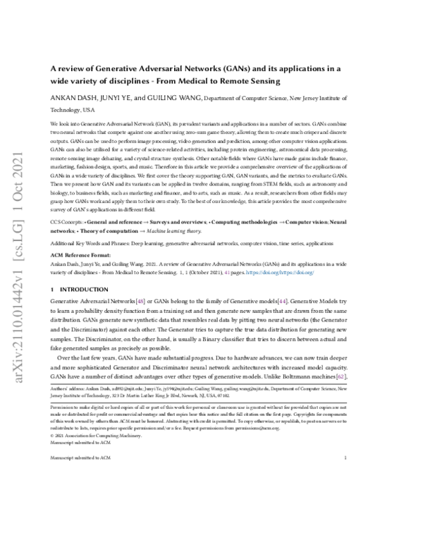 (PDF) A review of Generative Adversarial Networks (GANs) and its ...