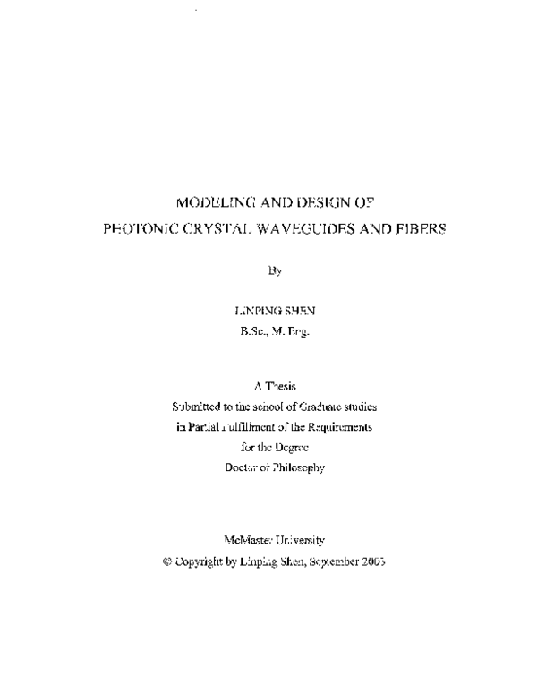 (PDF) Modeling and Design of Photonic Crystal Waveguides and Fibers