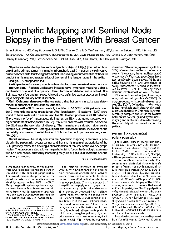 (PDF) Lymphatic mapping and sentinel node biopsy in the patient with ...