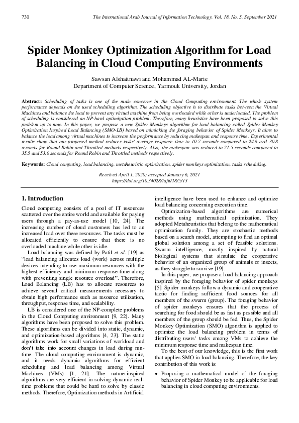 (PDF) Spider monkey optimization algorithm for load balancing in cloud ...