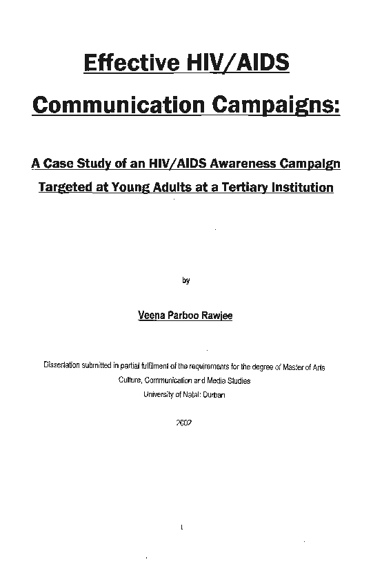 (PDF) Effective HIV / AIDS L Communication Campaigns : A Case Study of ...