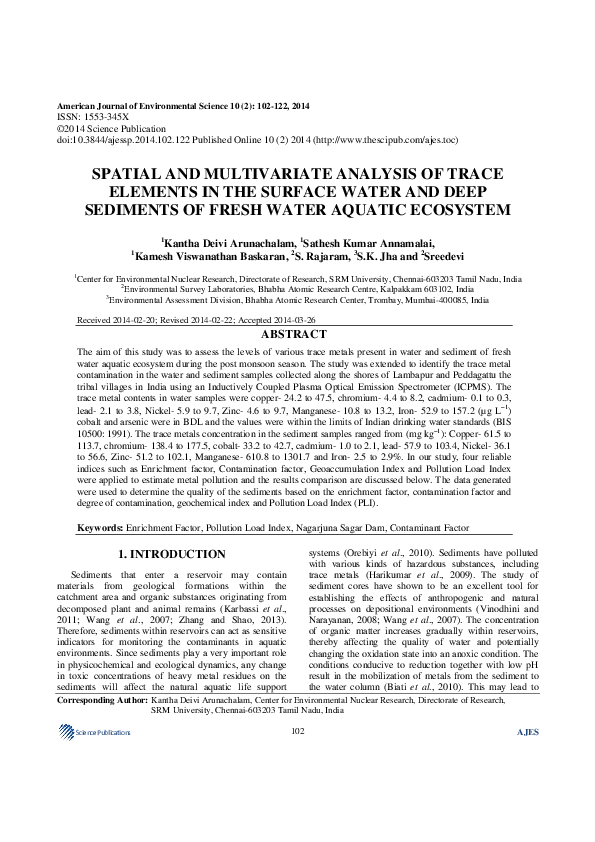 (PDF) Spatial and multivariate analysis of trace elements in the ...
