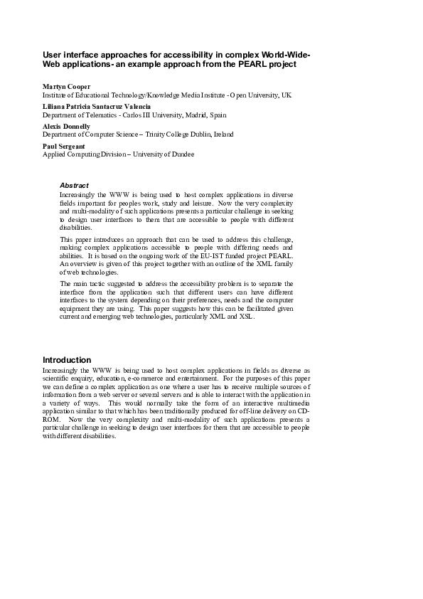 (PDF) 2000) User interface approaches for accessibility in complex ...