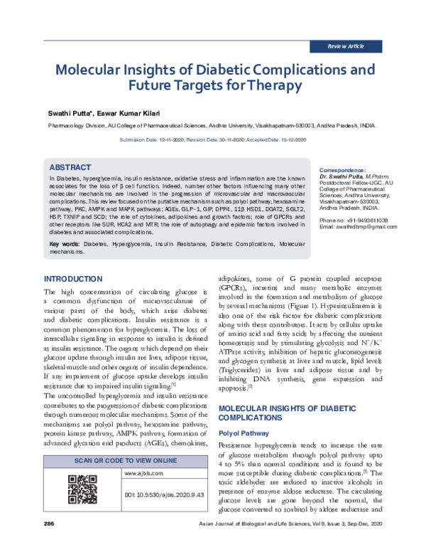 (PDF) Molecular Insights of Diabetic Complications and Future Targets ...