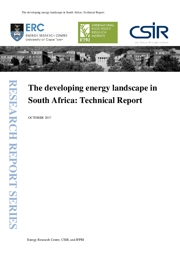 (PDF) The Developing Energy Landscape in South Africa: Technical Report