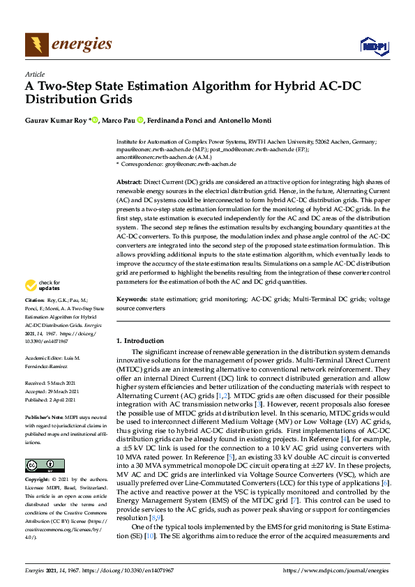 (PDF) A Two-Step State Estimation Algorithm for Hybrid AC-DC ...