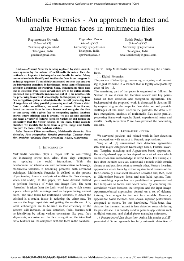 (PDF) Multimedia Forensics - An approach to detect and analyze Human ...