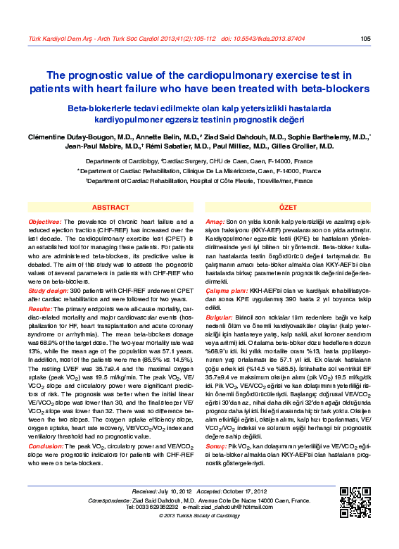 (PDF) The prognostic value of the cardiopulmonary exercise test in ...