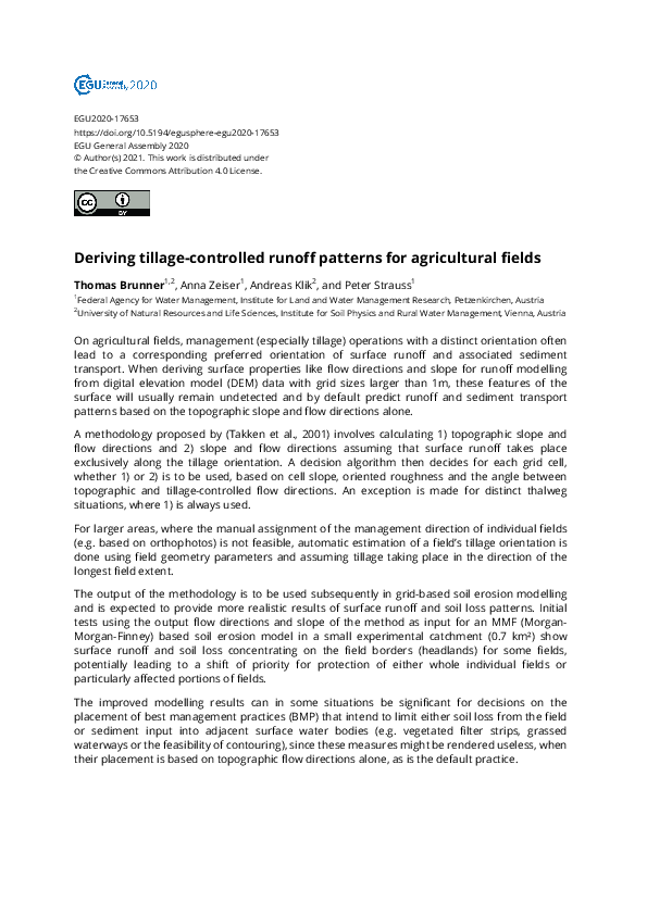 (PDF) Deriving tillage-controlled runoff patterns for agricultural fields