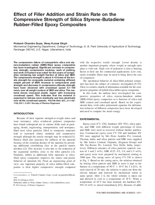 (PDF) Effect of filler addition and strain rate on the compressive ...