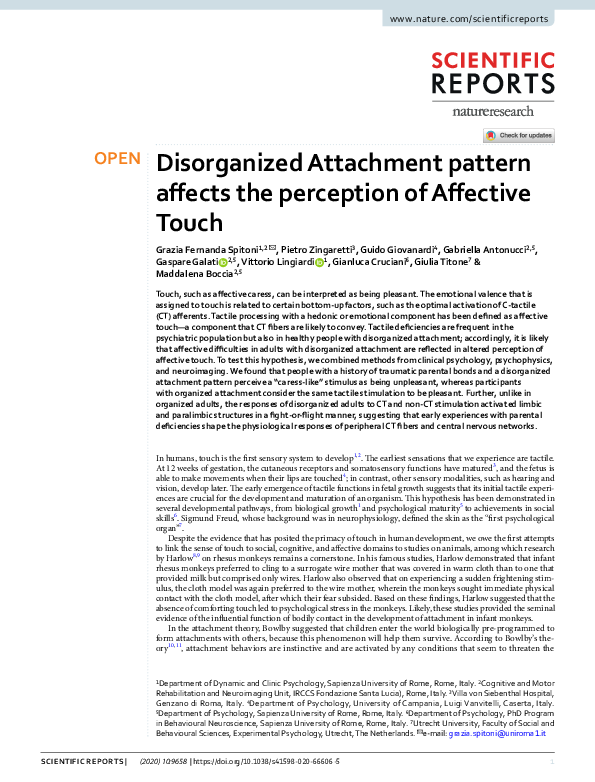 (PDF) Disorganized Attachment pattern affects the perception of ...