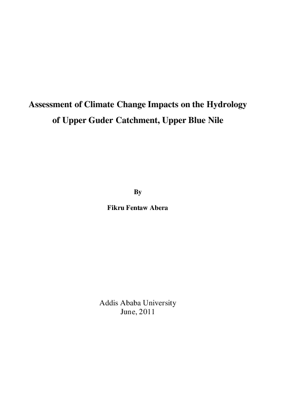 (PDF) Assessment of Climate Change Impacts on the Hydrology of Upper ...