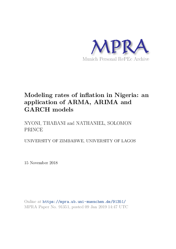(PDF) Modeling rates of inflation in Nigeria: an application of ARMA ...