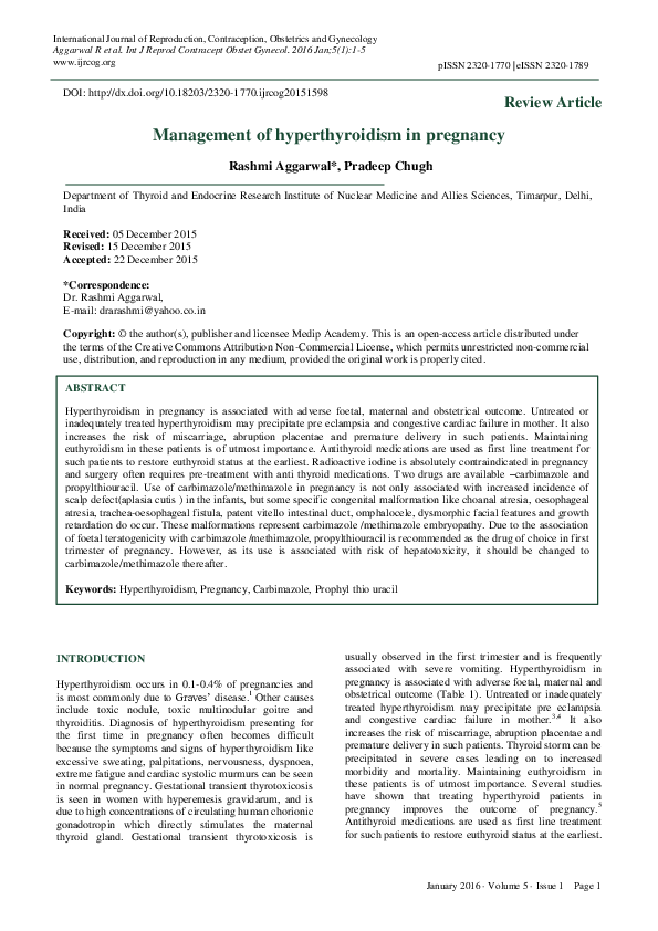 Pdf Management Of Hyperthyroidism In Pregnancy