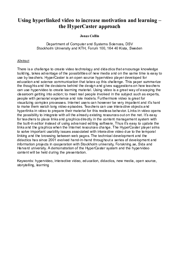 (PDF) Using hyperlinked video to increase motivation and learning : The ...