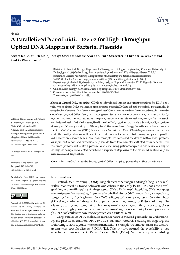 (PDF) A Parallelized Nanofluidic Device for High-Throughput Optical DNA ...